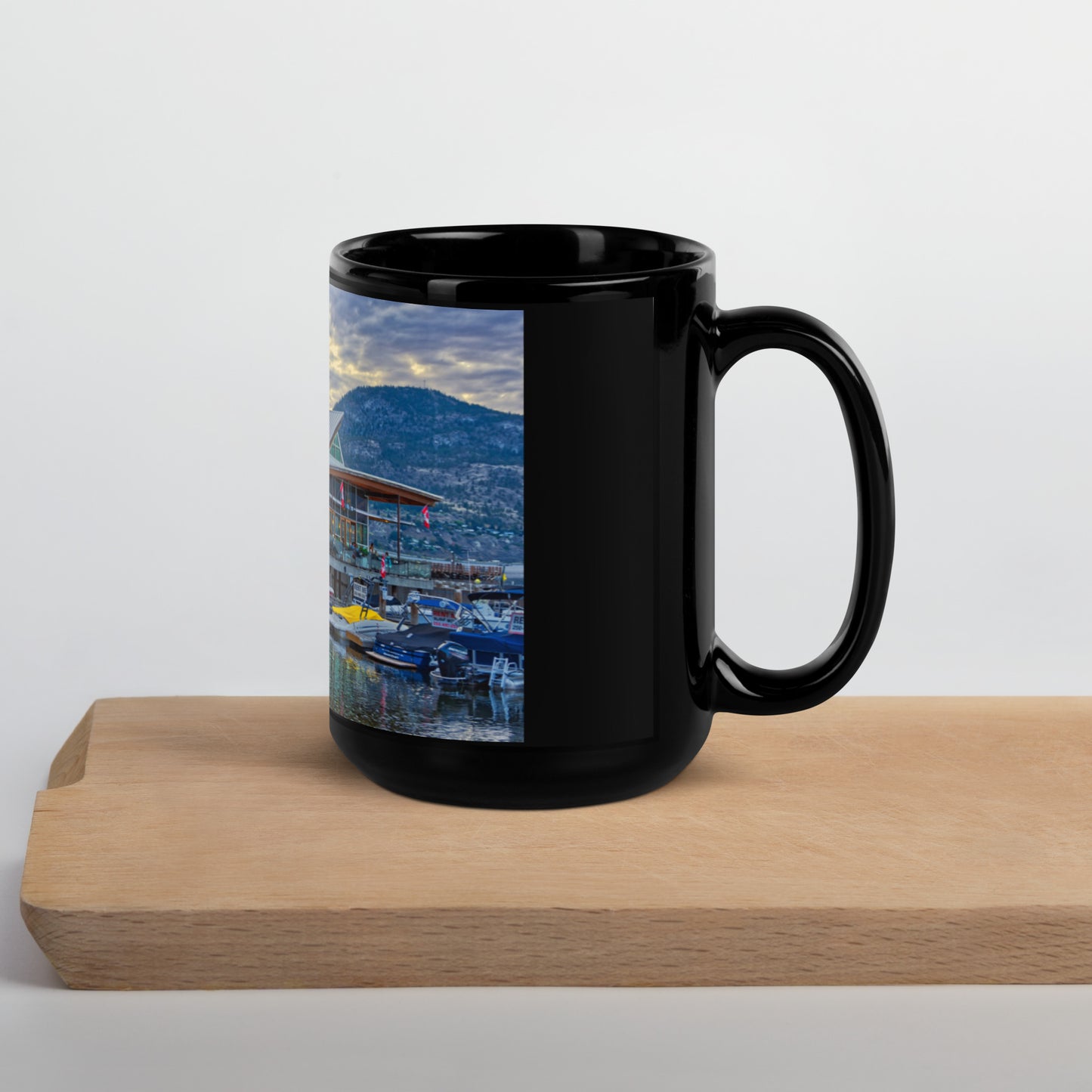 Black Glossy Mug - Hooded Merganser Sunset