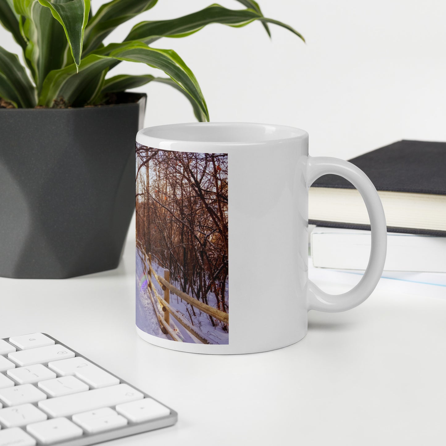 White Glossy Mug - Riverdale Park Winter Forest