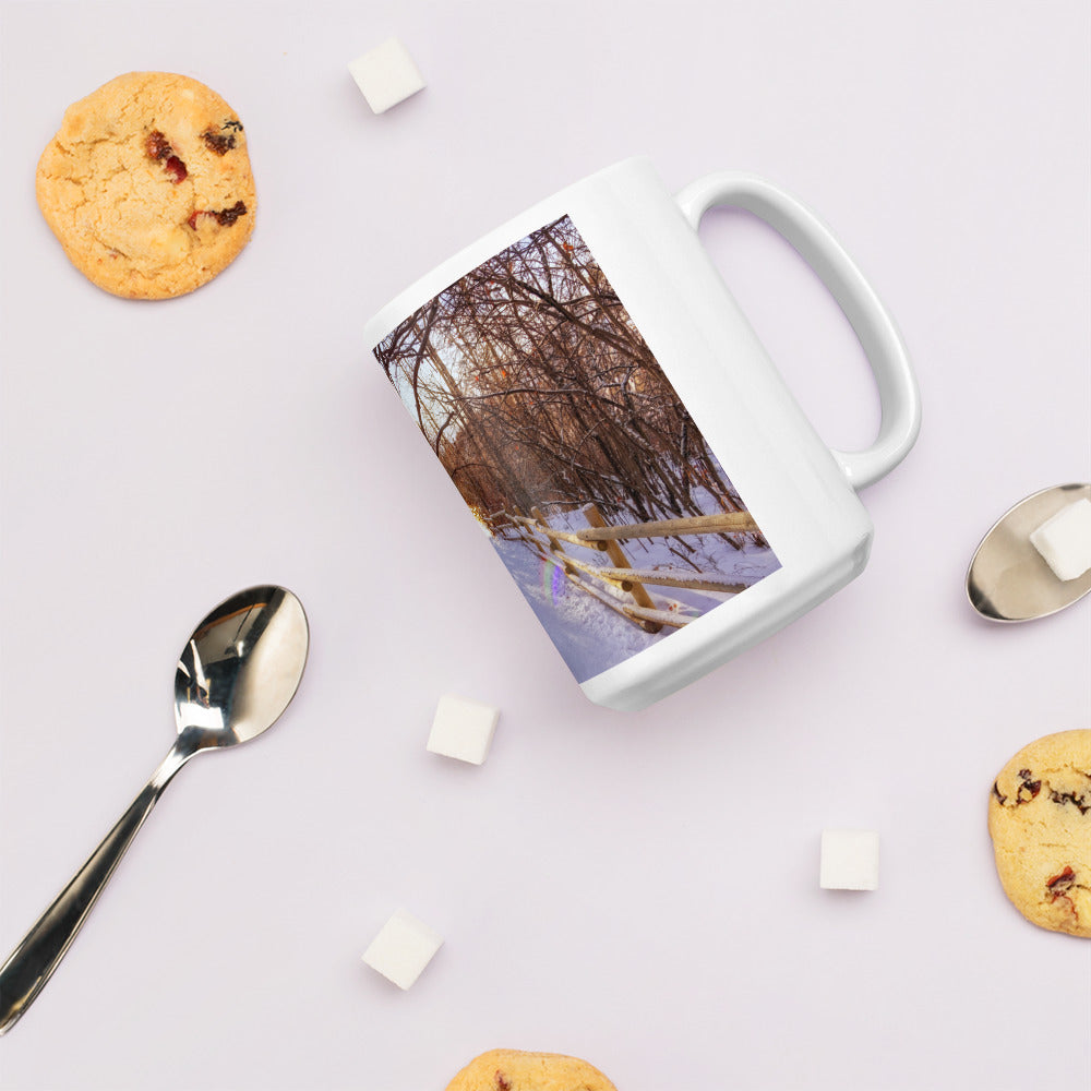 White Glossy Mug - Riverdale Park Winter Forest