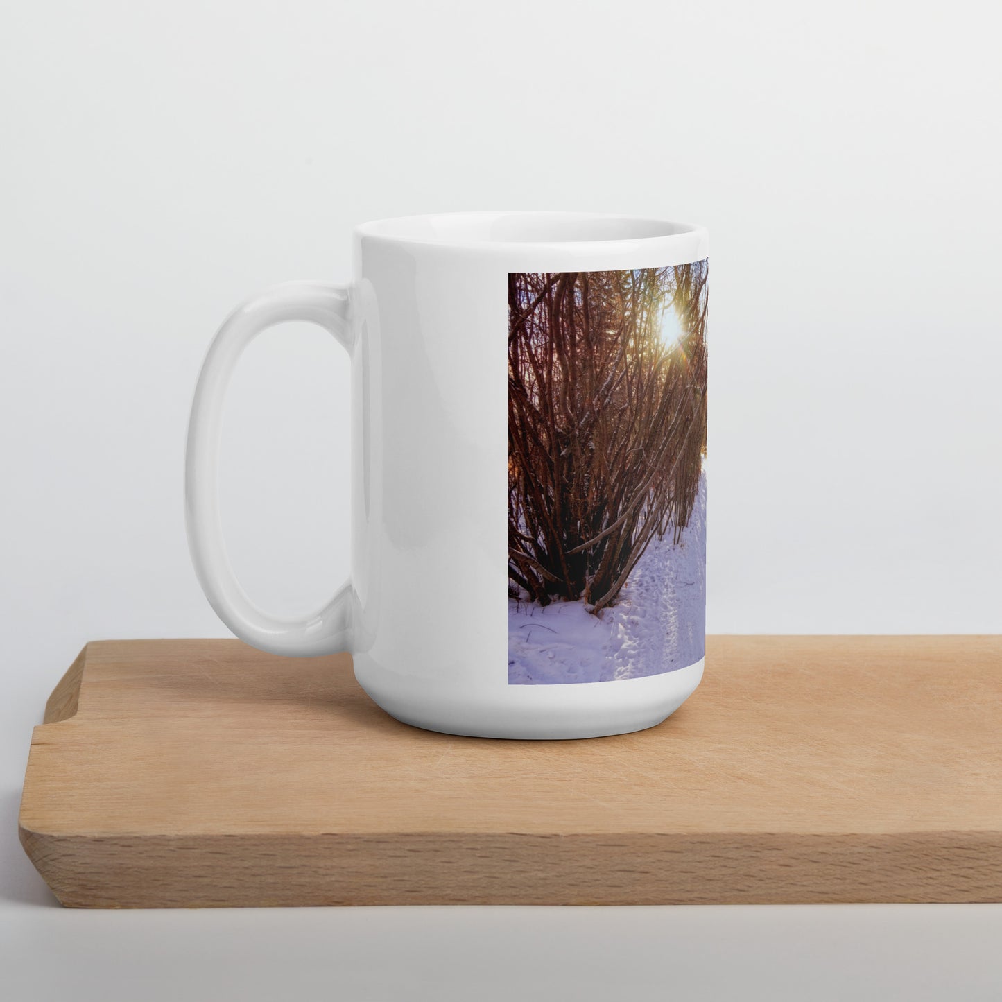 White Glossy Mug - Riverdale Park Winter Forest