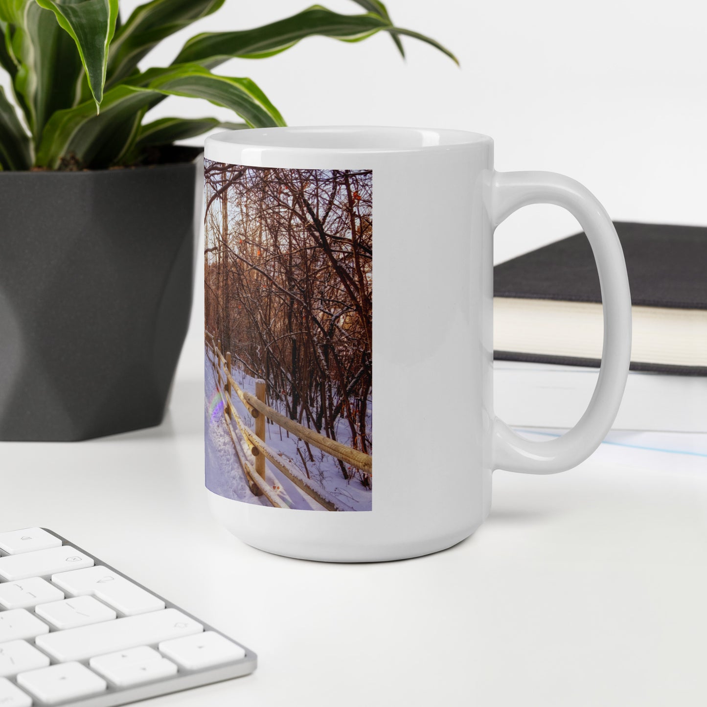 White Glossy Mug - Riverdale Park Winter Forest